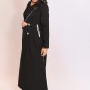 عباية بليزر أسود بتداخل أبيض FA 503