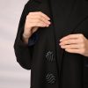 عباية الكريب الأسود بتداخل الجاكار FA 609