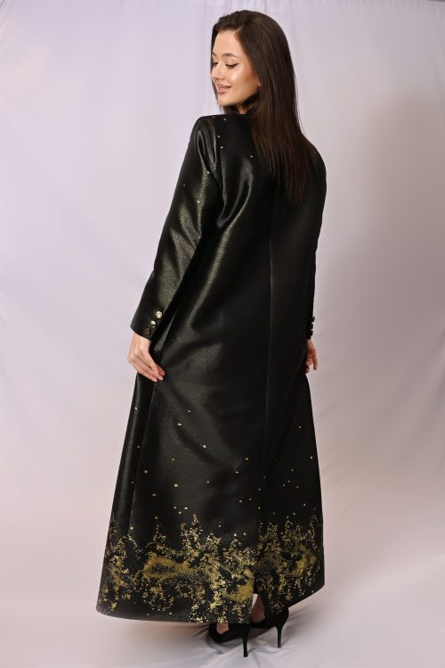 عباية البليزر الجاكار السوداء بتطريز ذهبي FA 614