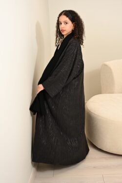 FA 1624 عباية اطفال لينن بطباعة أزهار لون رمادي