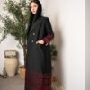 عباية سوداء فاخرة بتطريز أحمر FA 623