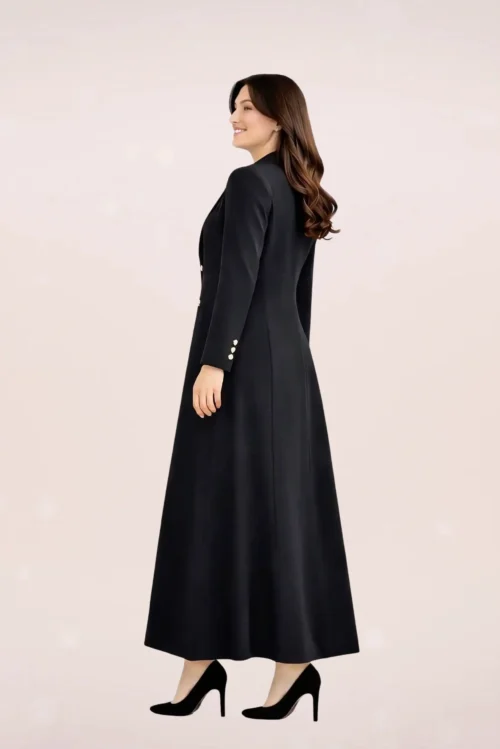 عباية بليزر سوداء فاخرة بتطريز فضي FA 703