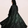عباية سوداء بنقشة نباتية خضراء FA 649