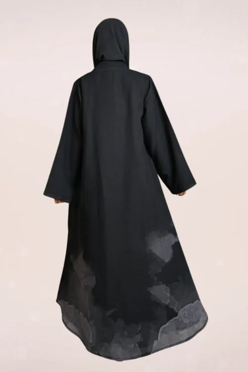 عباية سوداء صيفية بنقشة رمادية FA 651