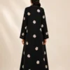 Luxury Black Abaya Blazer with Pink Embroidery FA 704